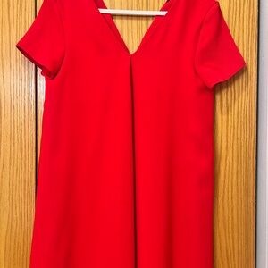 Zara Red A-line V-neck Mini Dress